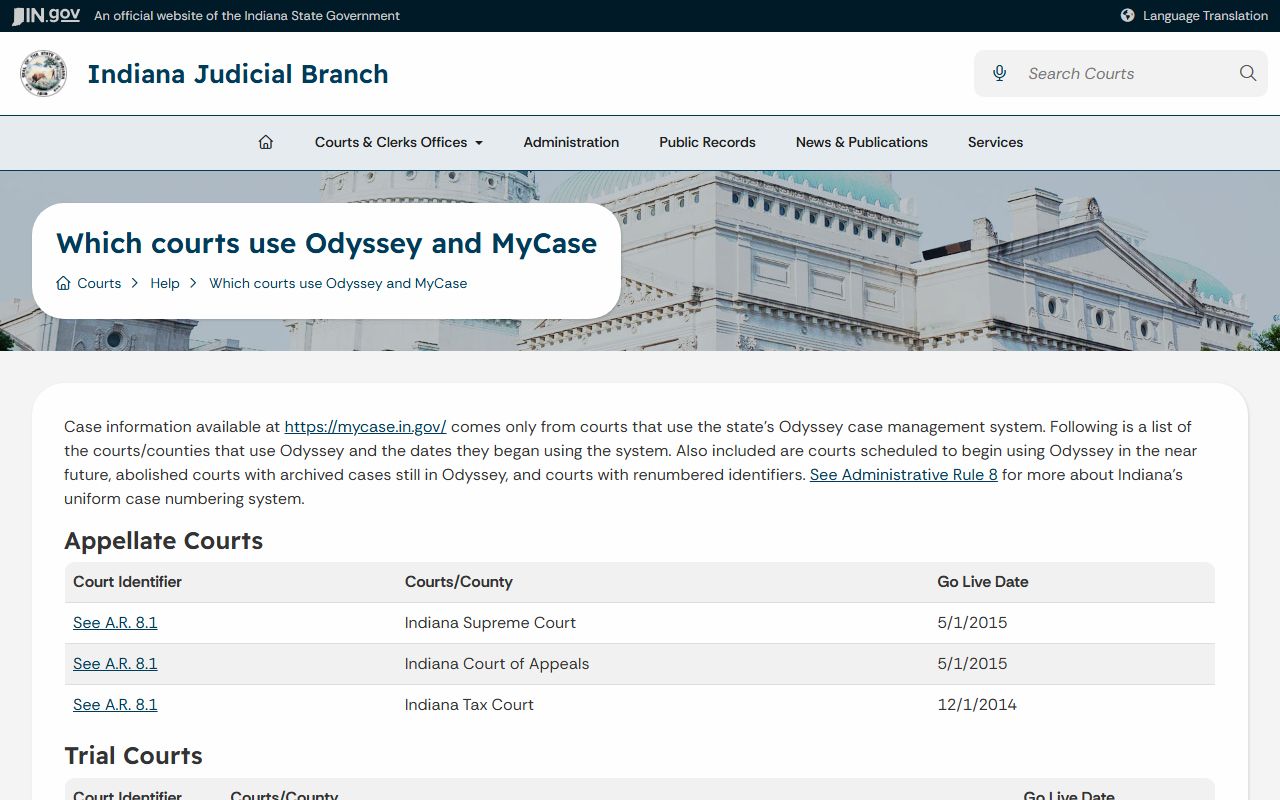 Randolph County court dockets Odyssey court list