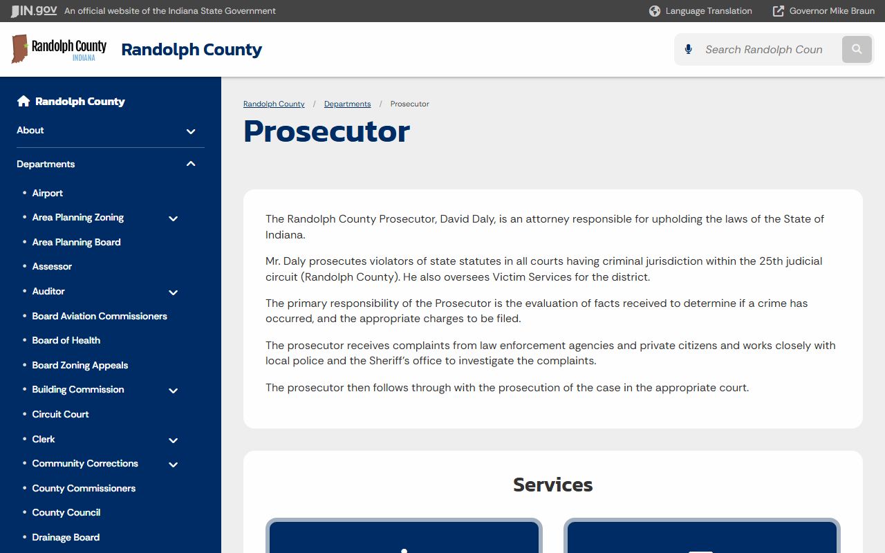 Randolph County criminal court records prosecutor page