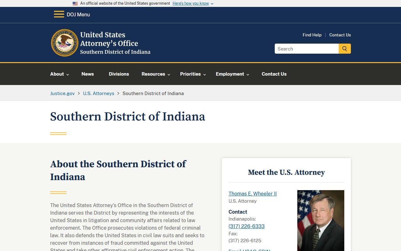 Randolph County criminal court records U.S. Attorney Southern District of Indiana