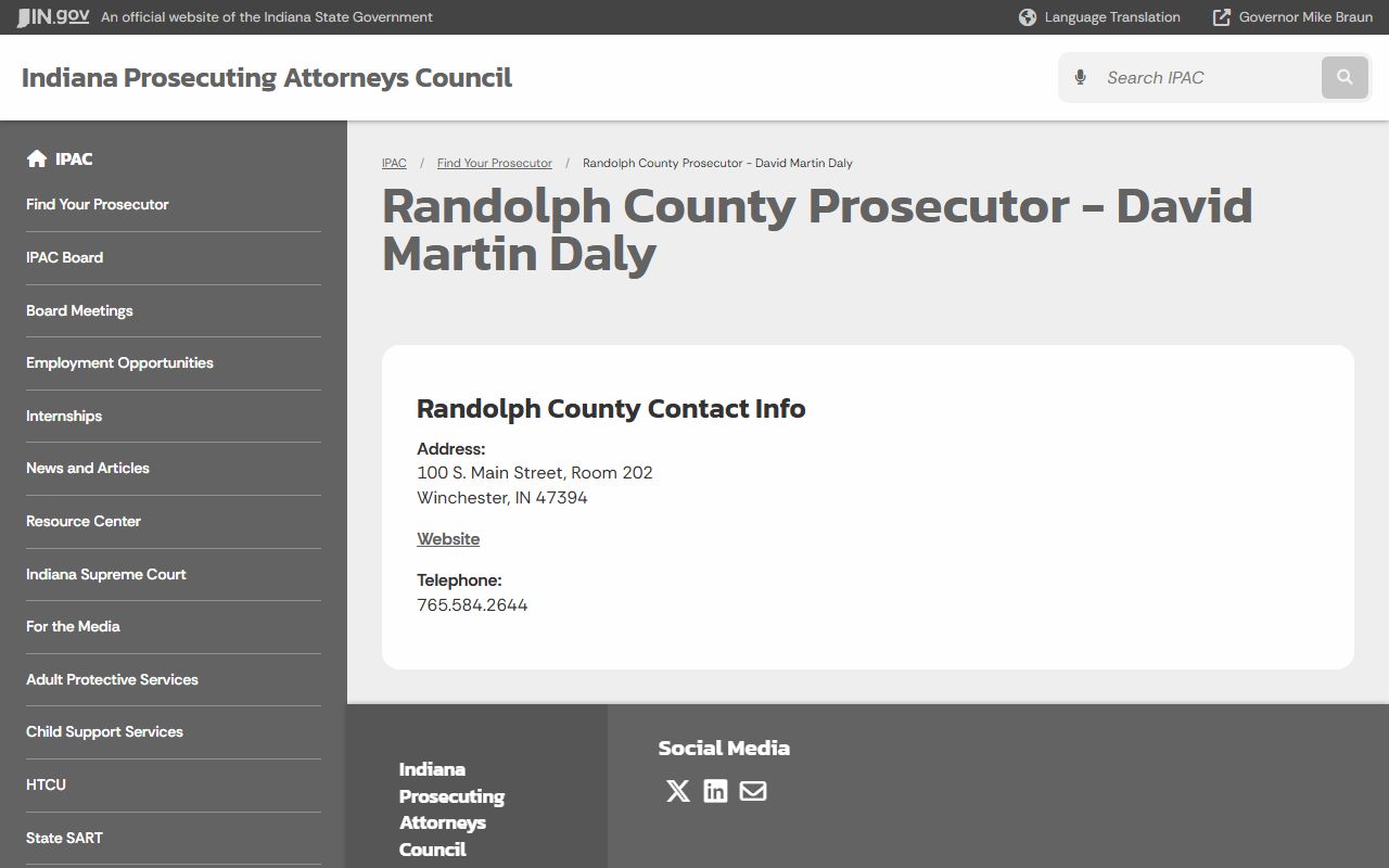 Randolph County criminal court records IPAC prosecutor listing