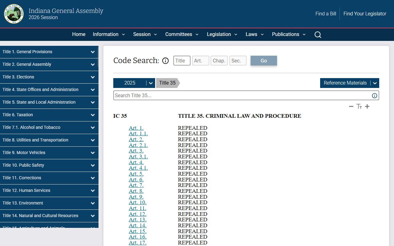 Randolph County criminal court records Indiana Code Title 35