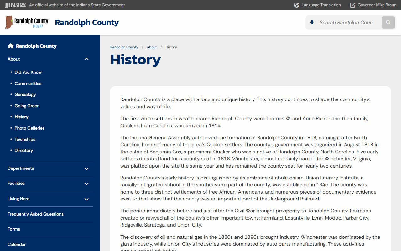 Randolph County inmate records and jail information page