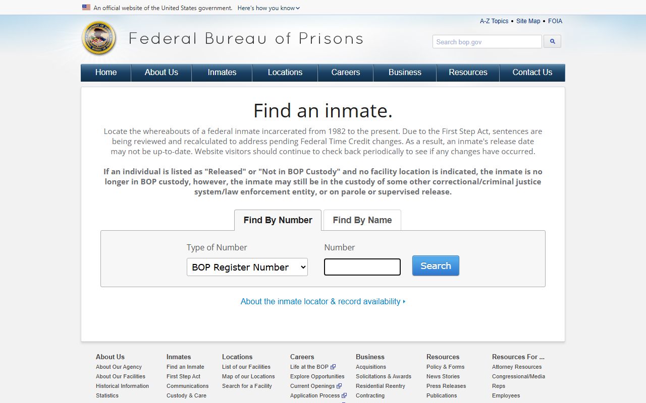 Randolph County inmate search federal Bureau of Prisons locator