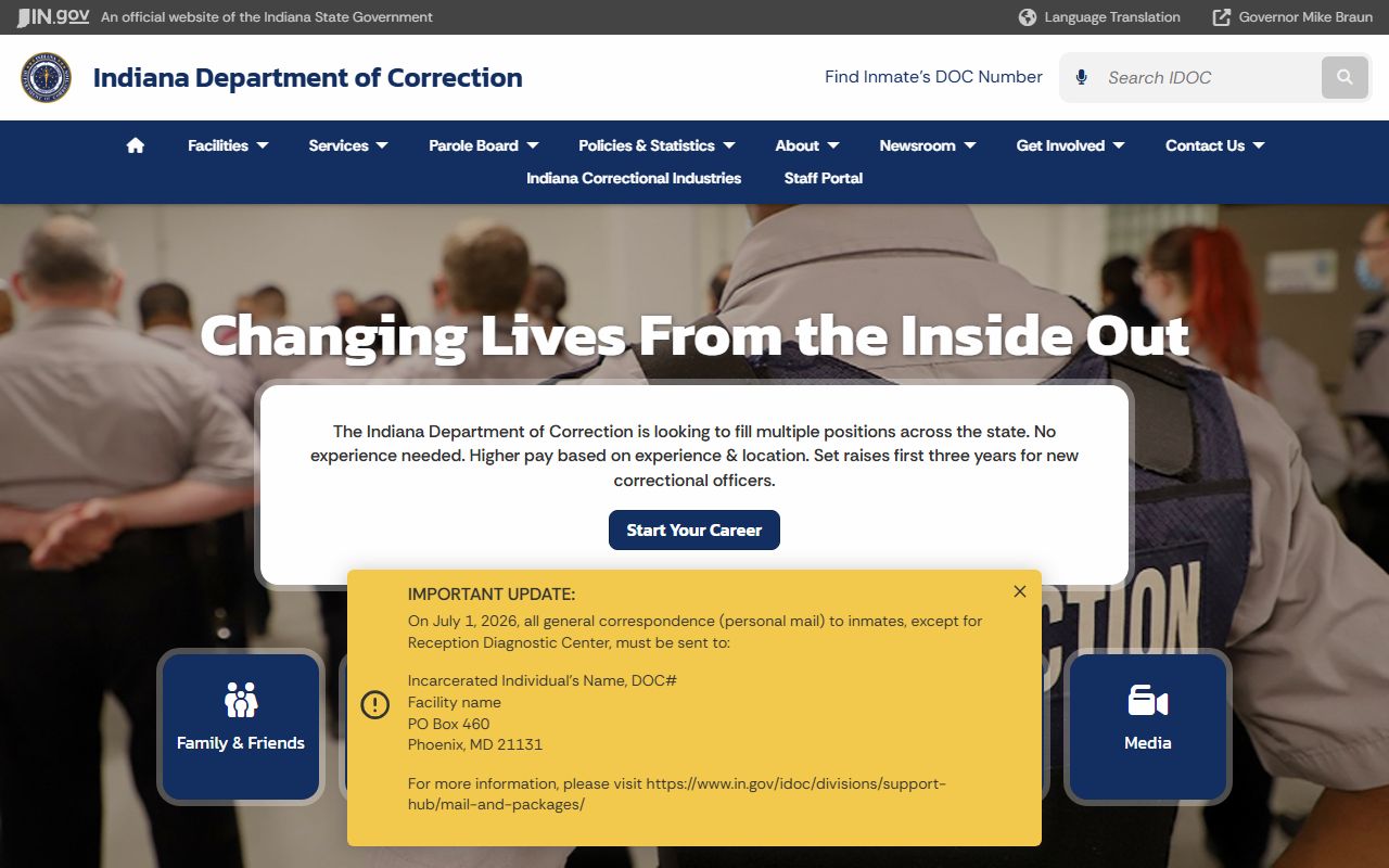 Randolph County inmate search Indiana Department of Correction