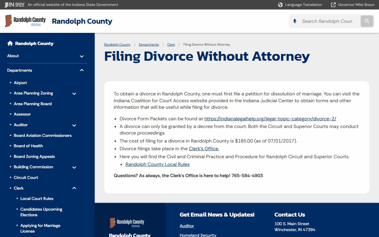 Randolph County divorce records divorce filing guidance