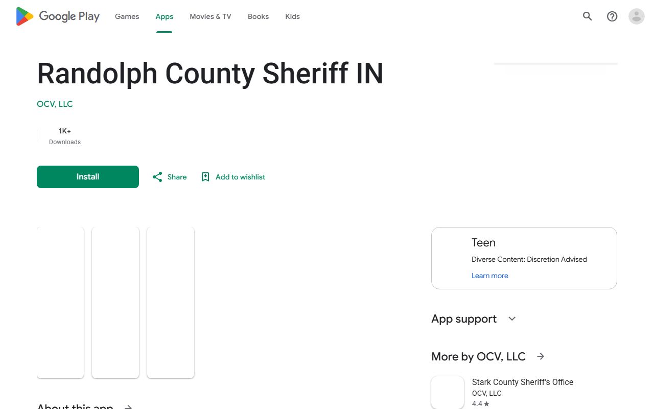 Randolph County warrant search sheriff app Google Play listing