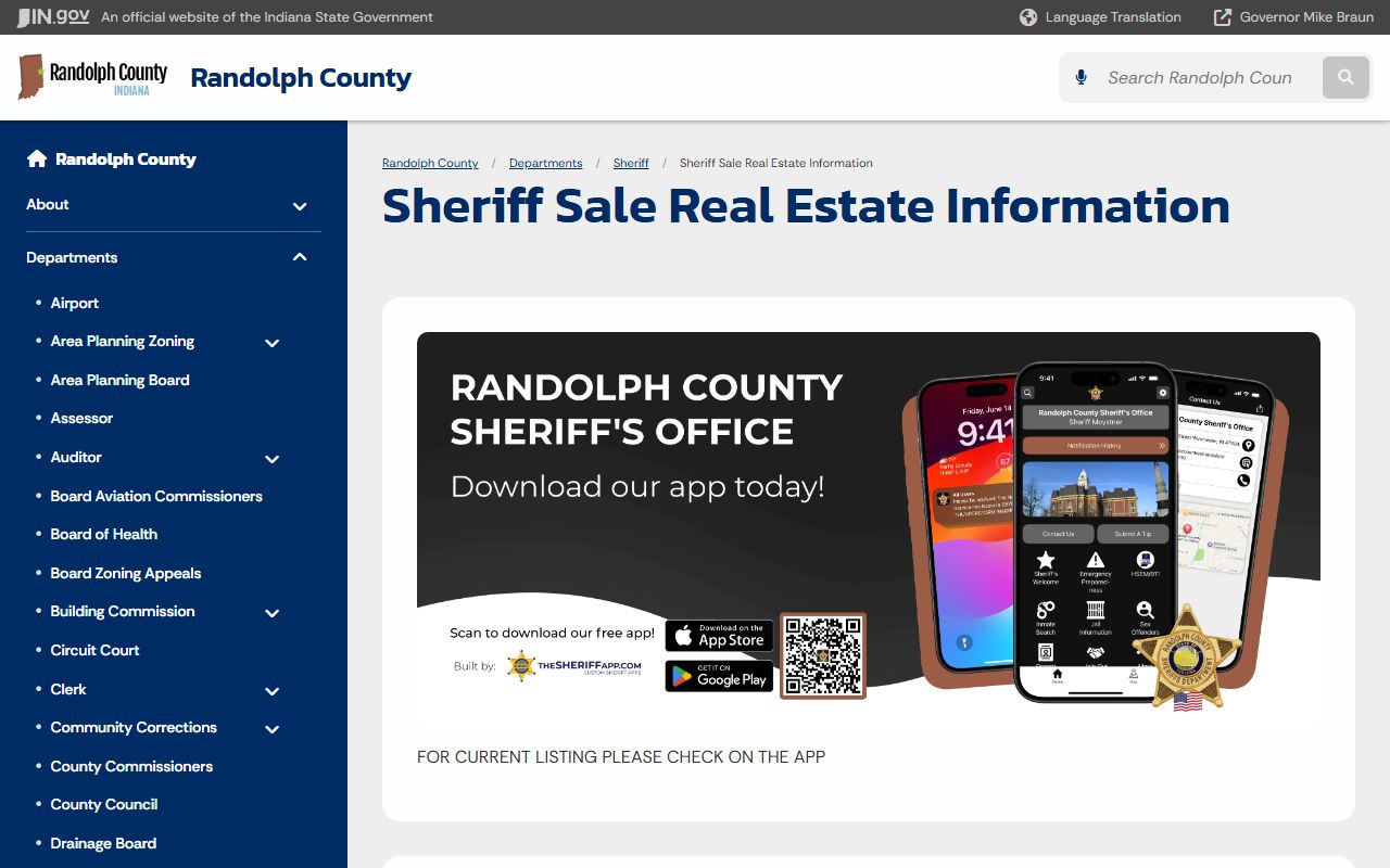 Randolph County warrant search sheriff sale app notice